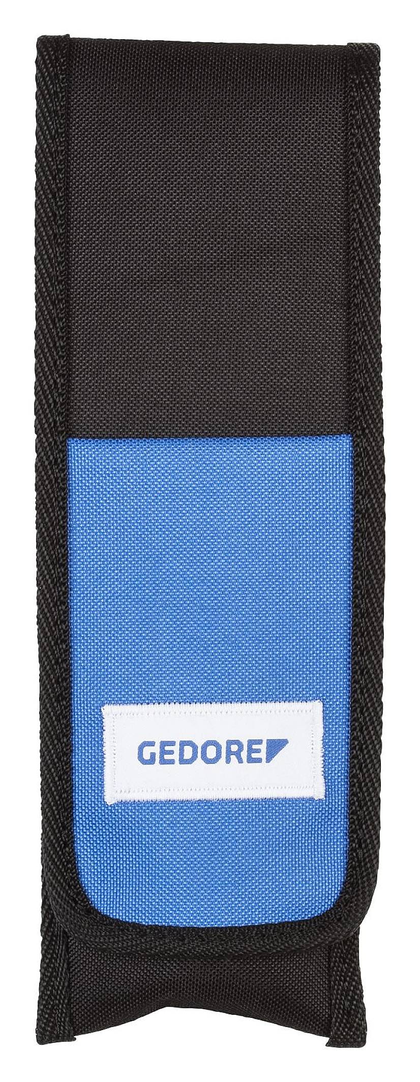 Schutzhülle für Werkzeug in Blau und Schwarz, mit dem weißen Logo 