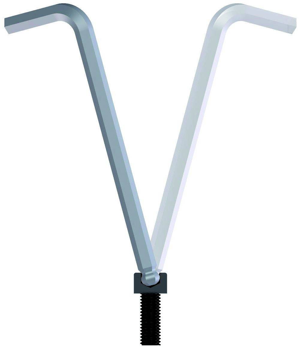 Ein silberner Schraubenschlüssel aus Metall.