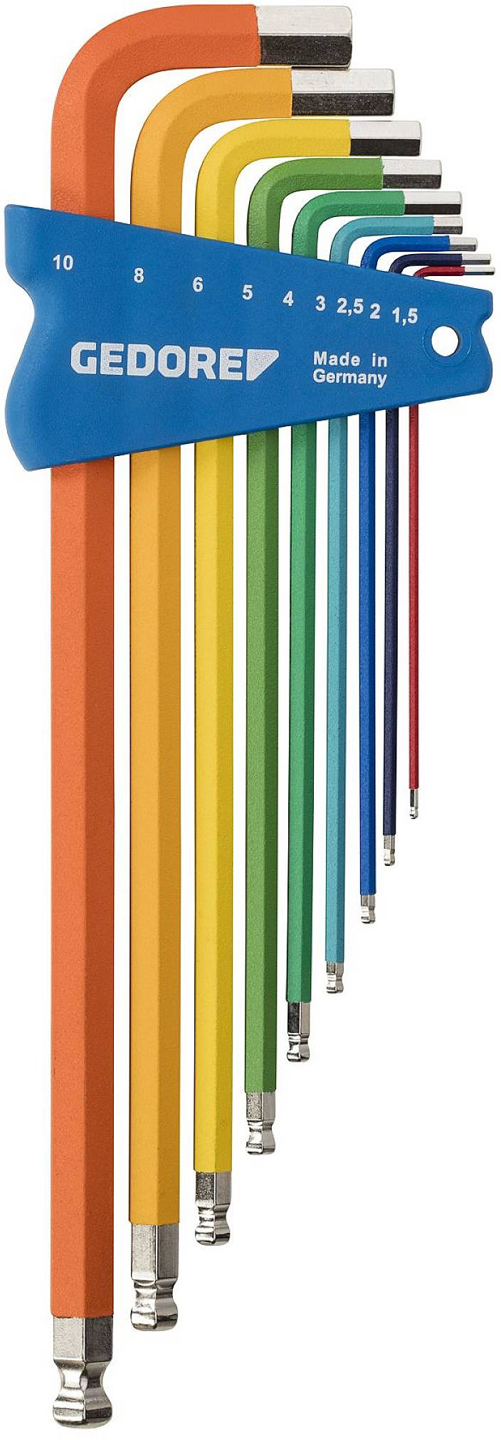 Gedore H 42 CKEL-09 Sechskant Winkelschraubendreher-Set 1.5 mm, 2 mm, 2.5 mm, 3 mm, 4 mm, 5 mm, 10