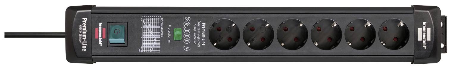 Brennenstuhl 1951160400 Überspannungsschutz-Steckdosenleiste 6fach Schwarz Schutzkontakt 1St.