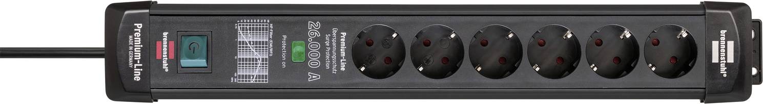Brennenstuhl 1951160400 Überspannungsschutz-Steckdosenleiste 6fach Schwarz Schutzkontakt 1 St.