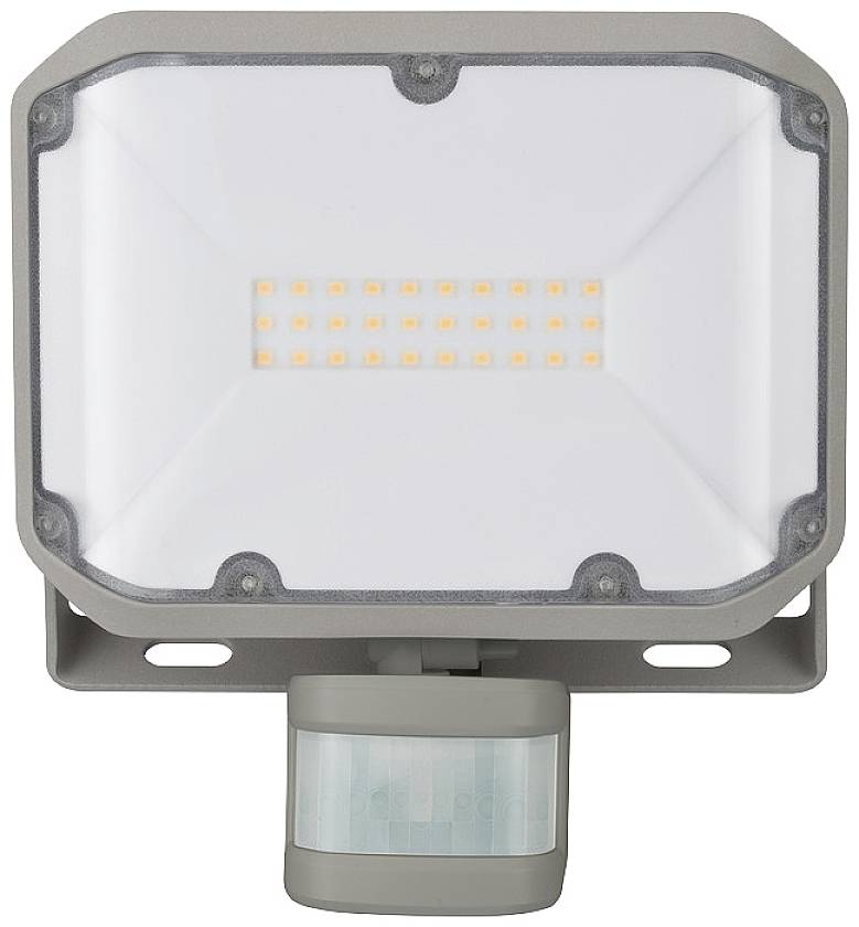 LED-Strahler mit Bewegungssensor, rechteckiges Design, weiße Abdeckung, geeignet für Außenbeleuchtung und Sicherheitszwecke.