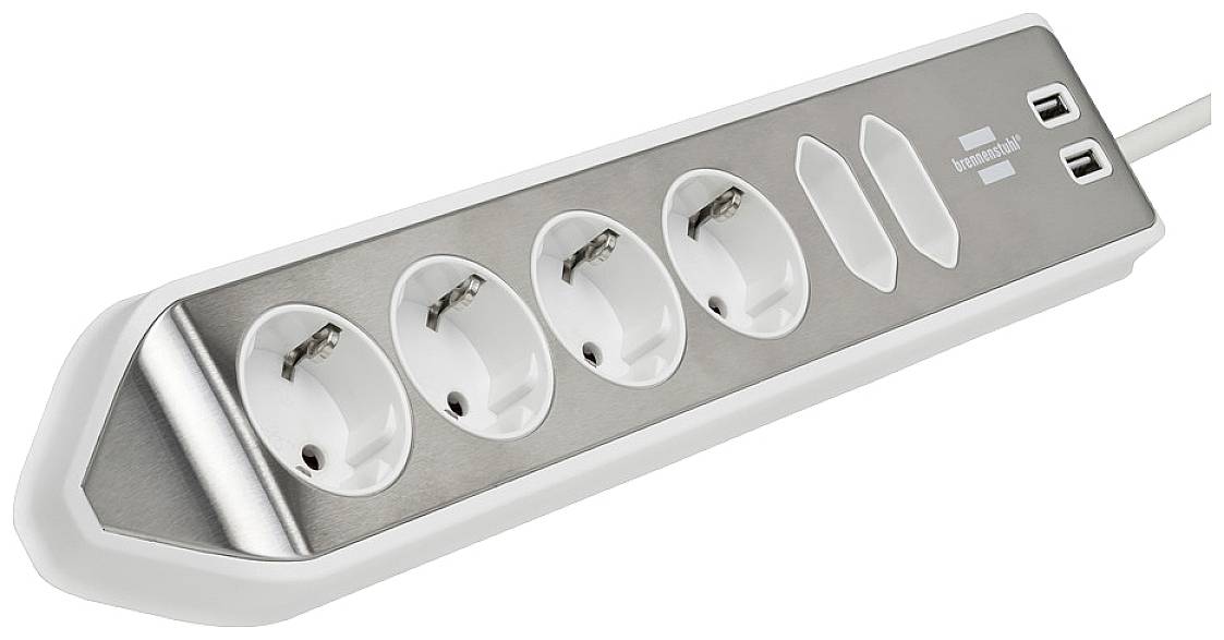 Brennenstuhl 1153590620 Tischsteckdose Silber, Weiß Schutzkontakt 1St.