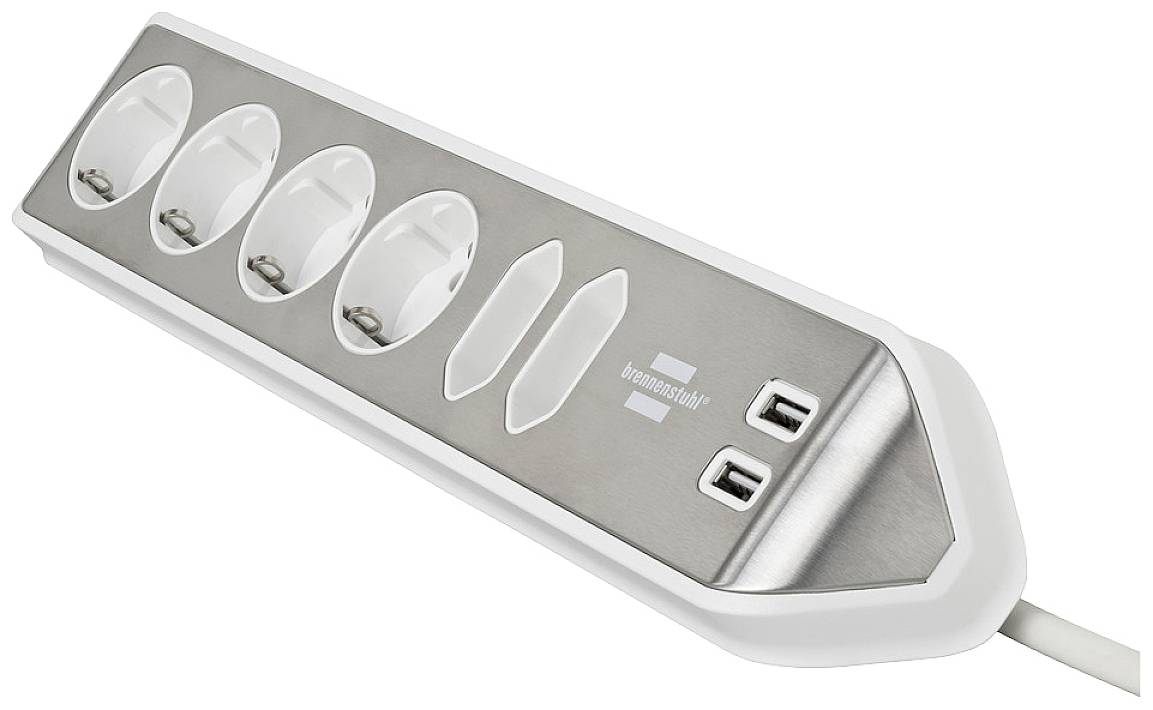 Brennenstuhl 1153590620 Tischsteckdose Silber, Weiß Schutzkontakt 1St.