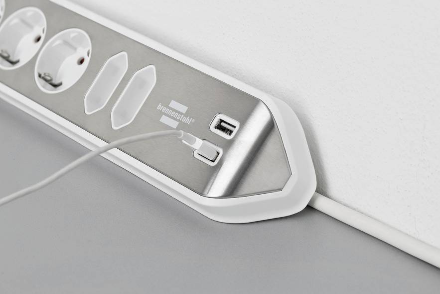 Brennenstuhl 1153590620 Tischsteckdose Silber, Weiß Schutzkontakt 1St.