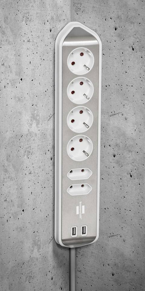 Brennenstuhl 1153590620 Tischsteckdose Silber, Weiß Schutzkontakt 1 St.