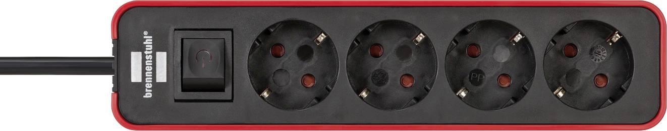 Brennenstuhl 1153240070 Steckdosenleiste mit Schalter 4fach Rot, Schwarz Schutzkontakt 1St.