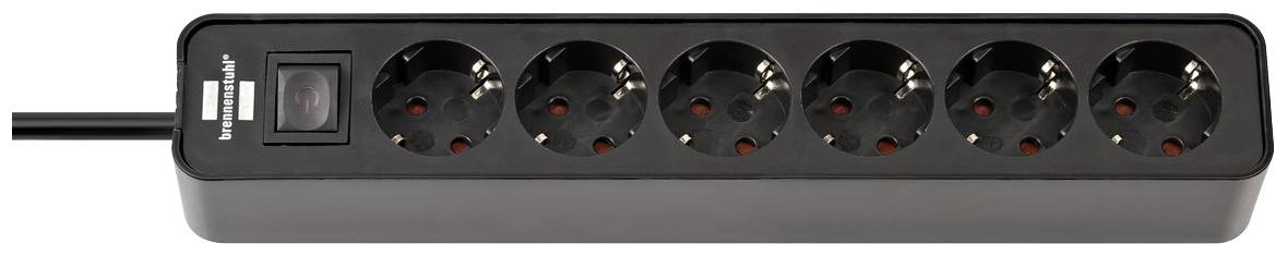 Brennenstuhl 1153260000 Steckdosenleiste mit Schalter 6fach Schwarz Schutzkontakt 1 St.