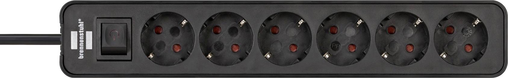 Brennenstuhl 1153260000 Steckdosenleiste mit Schalter 6fach Schwarz Schutzkontakt 1 St.