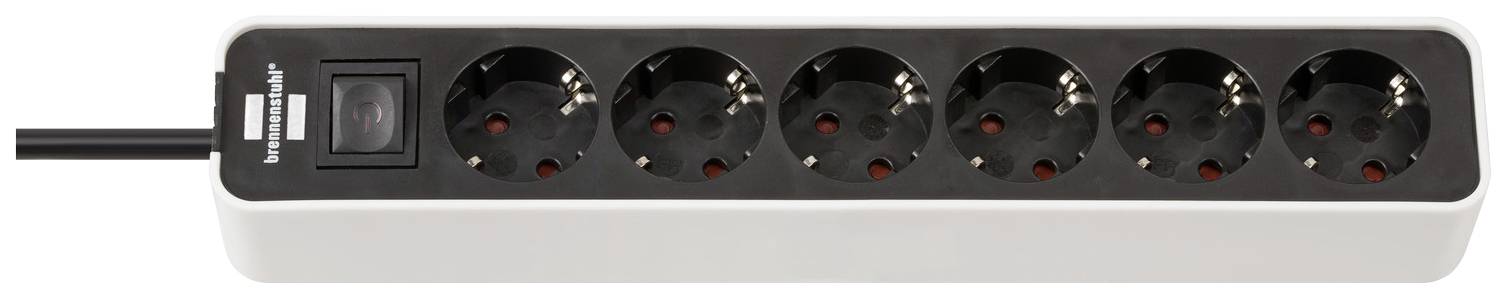 Brennenstuhl 1153260020 Steckdosenleiste mit Schalter 6fach Weiß, Schwarz Schutzkontakt 1 St.