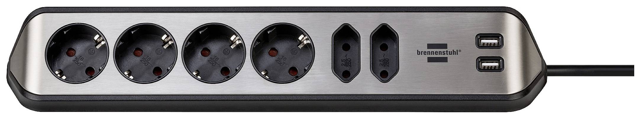 Brennenstuhl 1153590610 Tischsteckdose Silber, Schwarz Schutzkontakt 1 St.