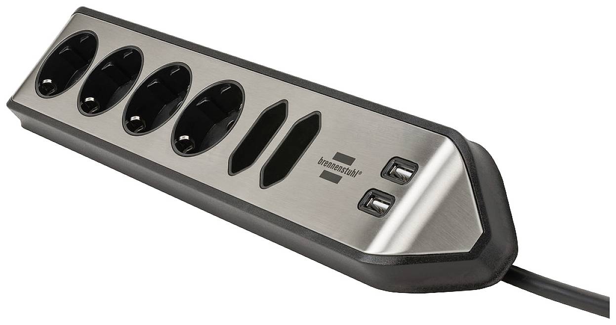 Brennenstuhl 1153590610 Tischsteckdose Silber, Schwarz Schutzkontakt 1St.