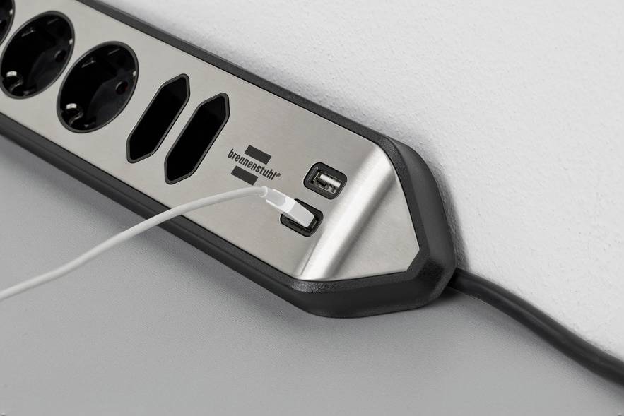 Brennenstuhl 1153590610 Tischsteckdose Silber, Schwarz Schutzkontakt 1 St.