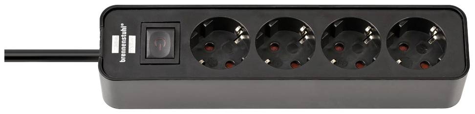 Brennenstuhl 1153240000 Steckdosenleiste mit Schalter 4fach Schwarz Schutzkontakt 1St.