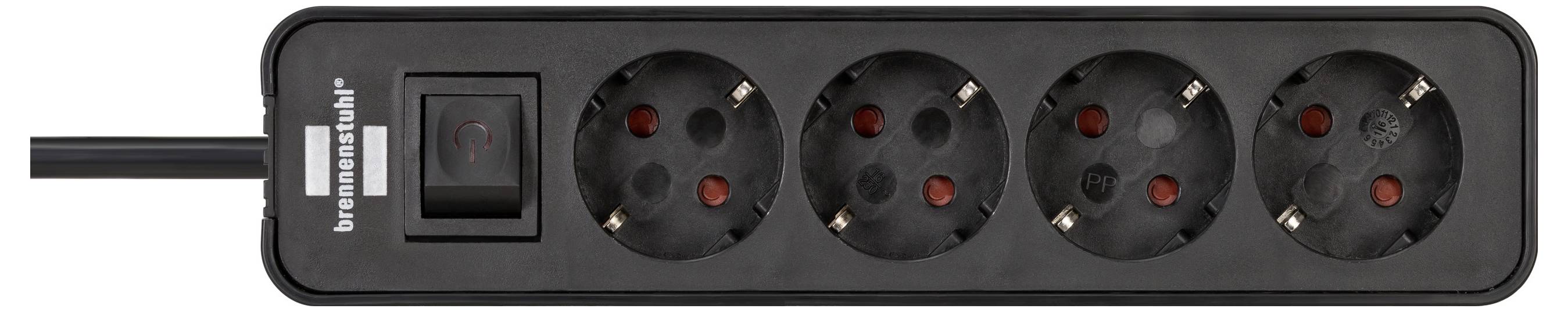 Ein rechteckiges schwarzes Gerät mit einem Kabel auf der linken Seite, möglicherweise ein elektronisches oder technisches Element.