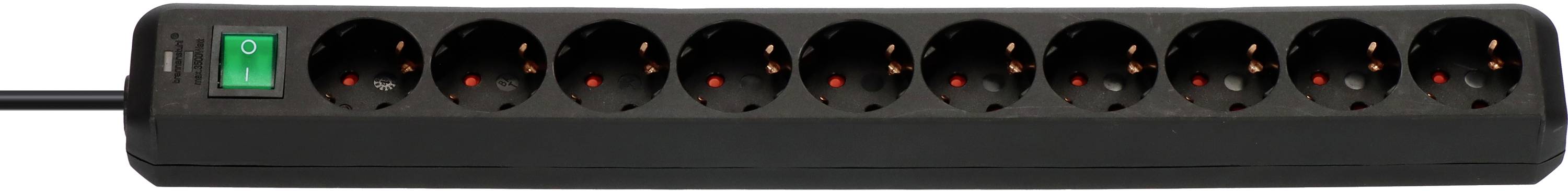 Brennenstuhl 1159300010 Steckdosenleiste mit Schalter 10fach Schwarz Schutzkontakt 1St.