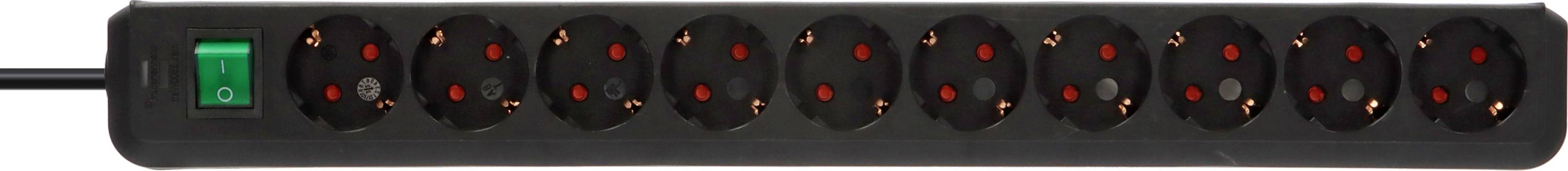 Brennenstuhl 1159300010 Steckdosenleiste mit Schalter 10fach Schwarz Schutzkontakt 1St.