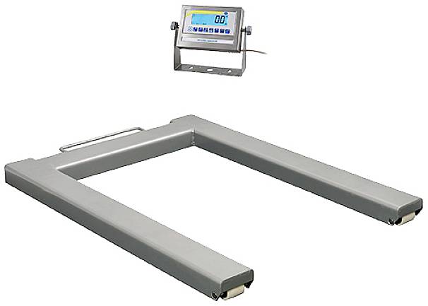 Bodenwaage in U-Form mit digitalem Display zur Gewichtsanzeige; geeignet für das Wiegen großer und schwerer Gegenstände.