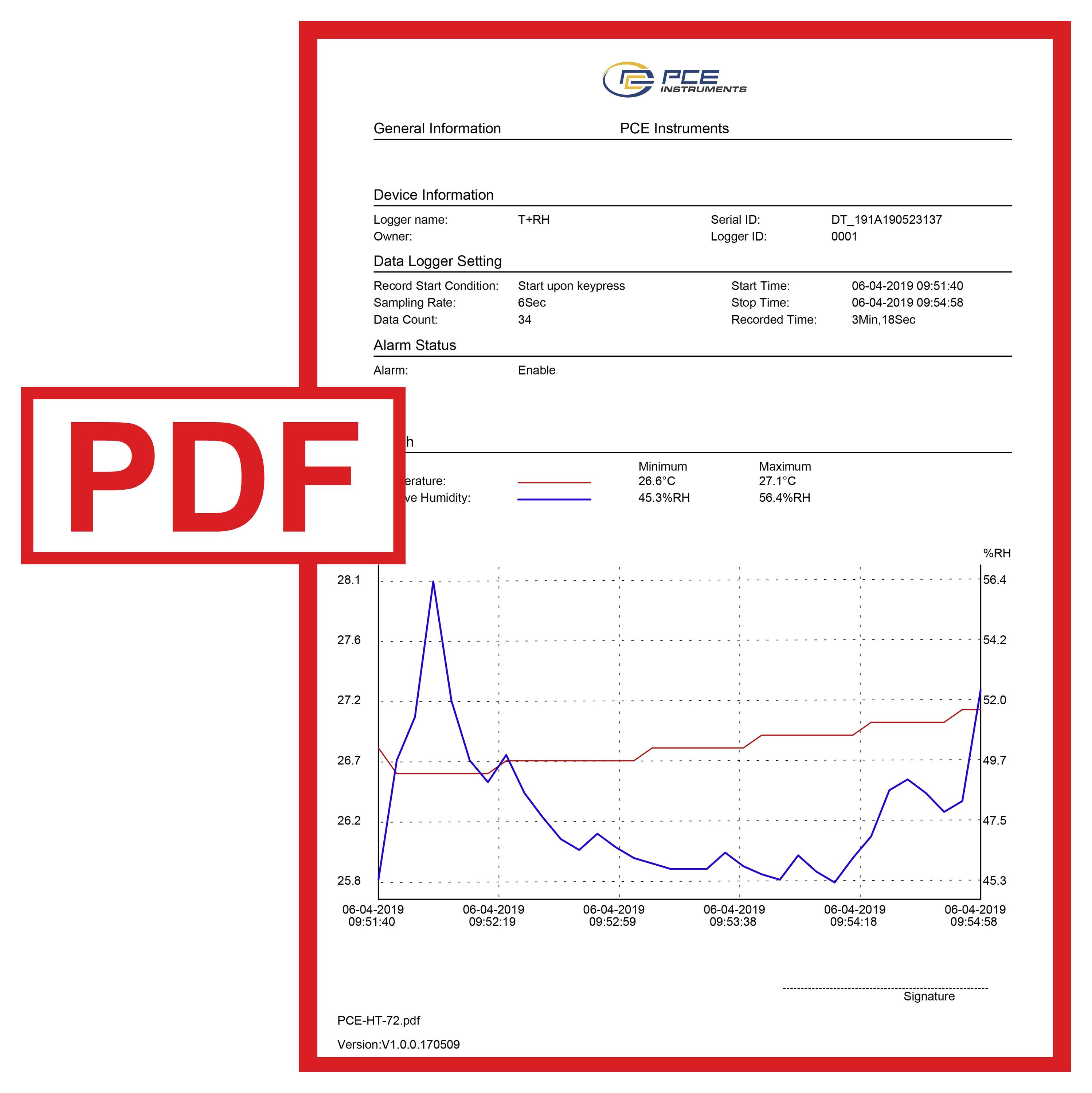 PCE Instruments PCE-HT 72 PCE-HT 72 PDF-Datenlogger