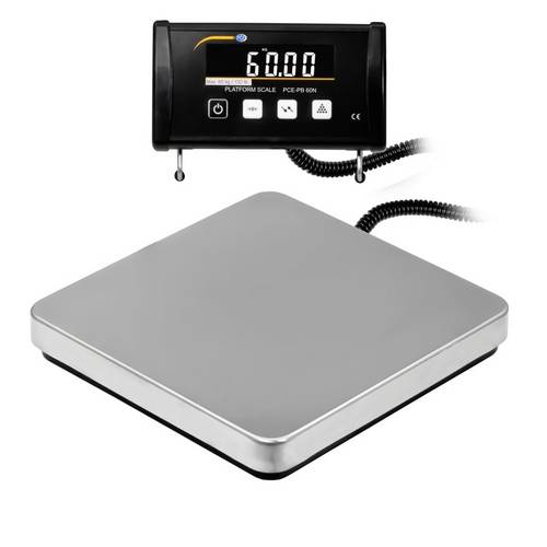 PCE Instruments Plattformwaage PCE-PB 60N bis 60 kg |Ablesbarkeit 20 g |USB |PEAK |Hold |Netz- & Ba