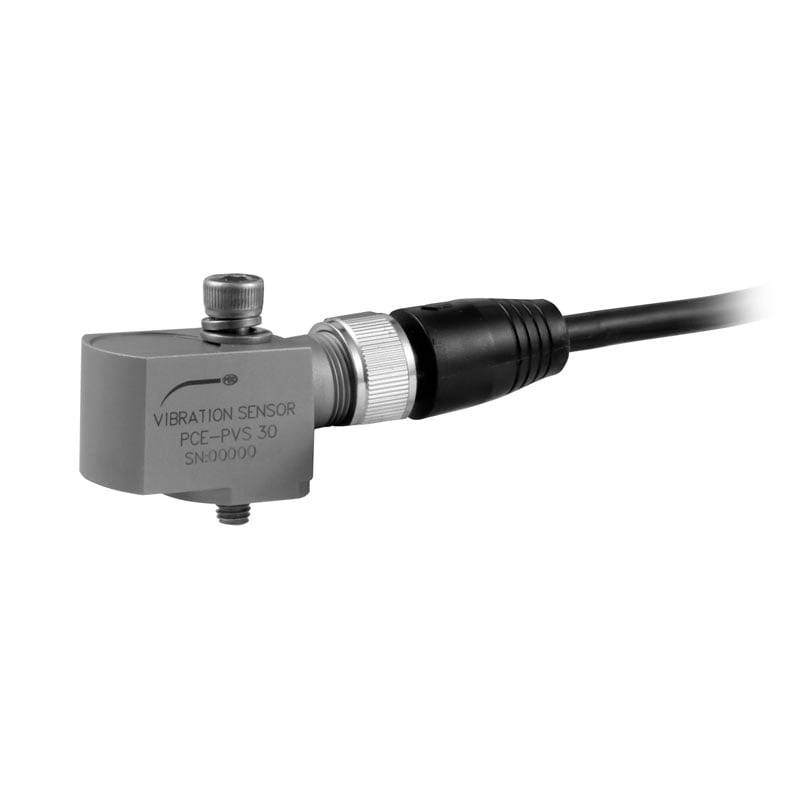 Vibrationssensor mit angebrachtem Kabel und Metallstecker, gekennzeichnet mit 