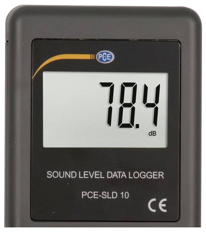Schallpegeldaten-Logger-Display zeigt eine Messung von 78,4 dB an einem PCE-SLD 10 Gerät an.