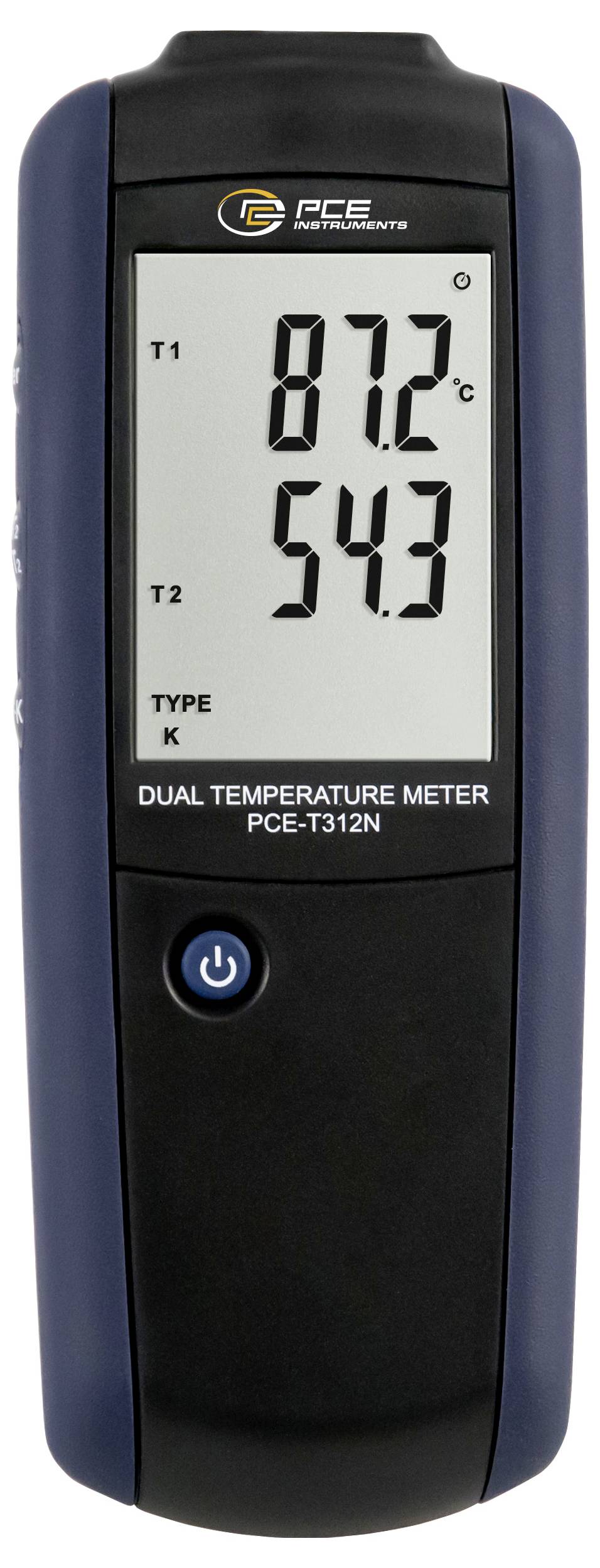 Digitales Dual-Thermometer mit Anzeige T1 87,2°C und T2 54,3°C, gekennzeichnet als 