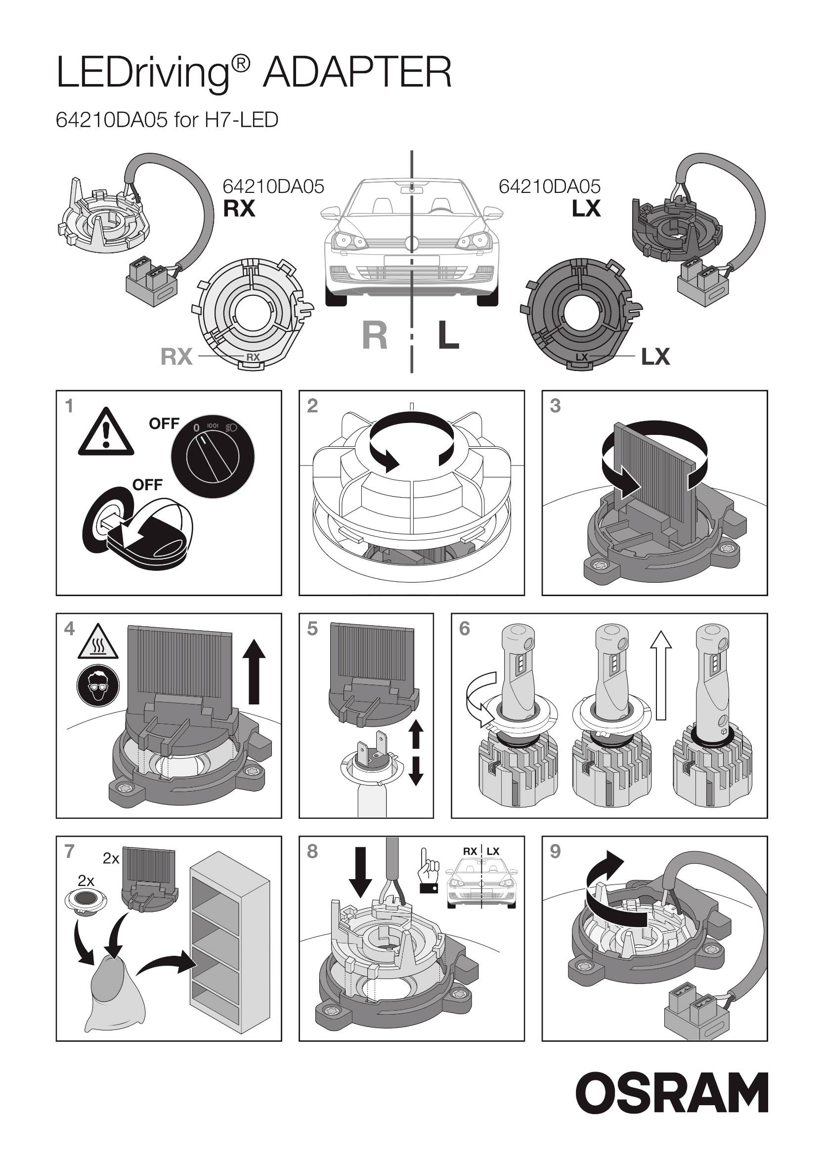 Osram Automotive Adapter für Night Breaker H7-LED 64210DA05 Bauart (Kfz-Leuchtmittel) H7, Adapter für Night Breaker H7-LED