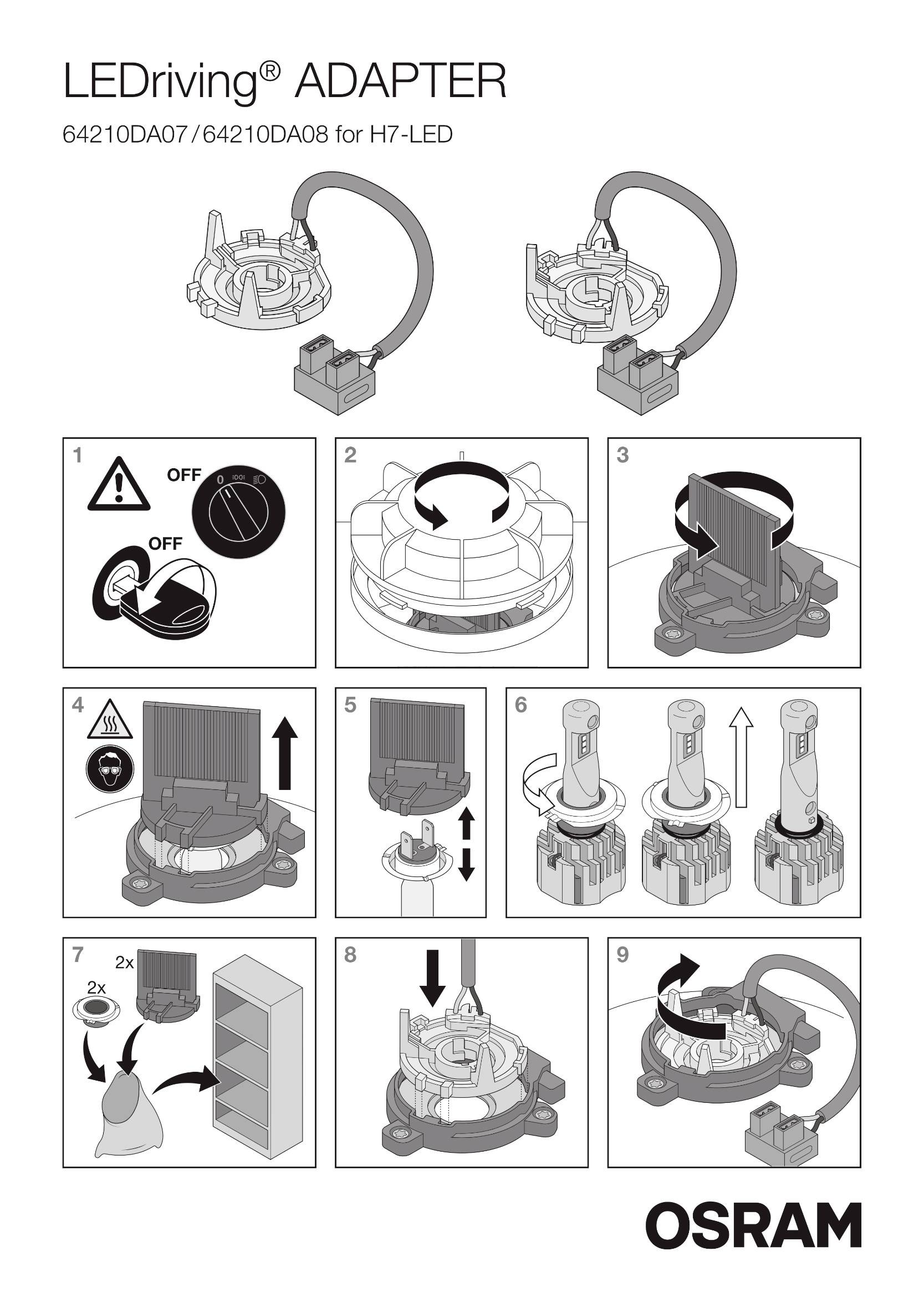 Osram Automotive Adapter für Night Breaker H7-LED 64210DA07 Bauart (Kfz-Leuchtmittel) H7, Adapter für Night Breaker H7-LED