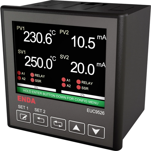 Enda EUC9526-230 PID Universalregler B, E, J, K, L, N, R, S, T, U, Pt100, NTC Relais 2 A, SSR (B x H) 96mm x 96mm Enda EUC9526-230 PID Universalregler B, E, J, K, L, N, R, S, T, U, Pt100, NTC Relais 2 A, SSR (B x H) 96mm x 96mm