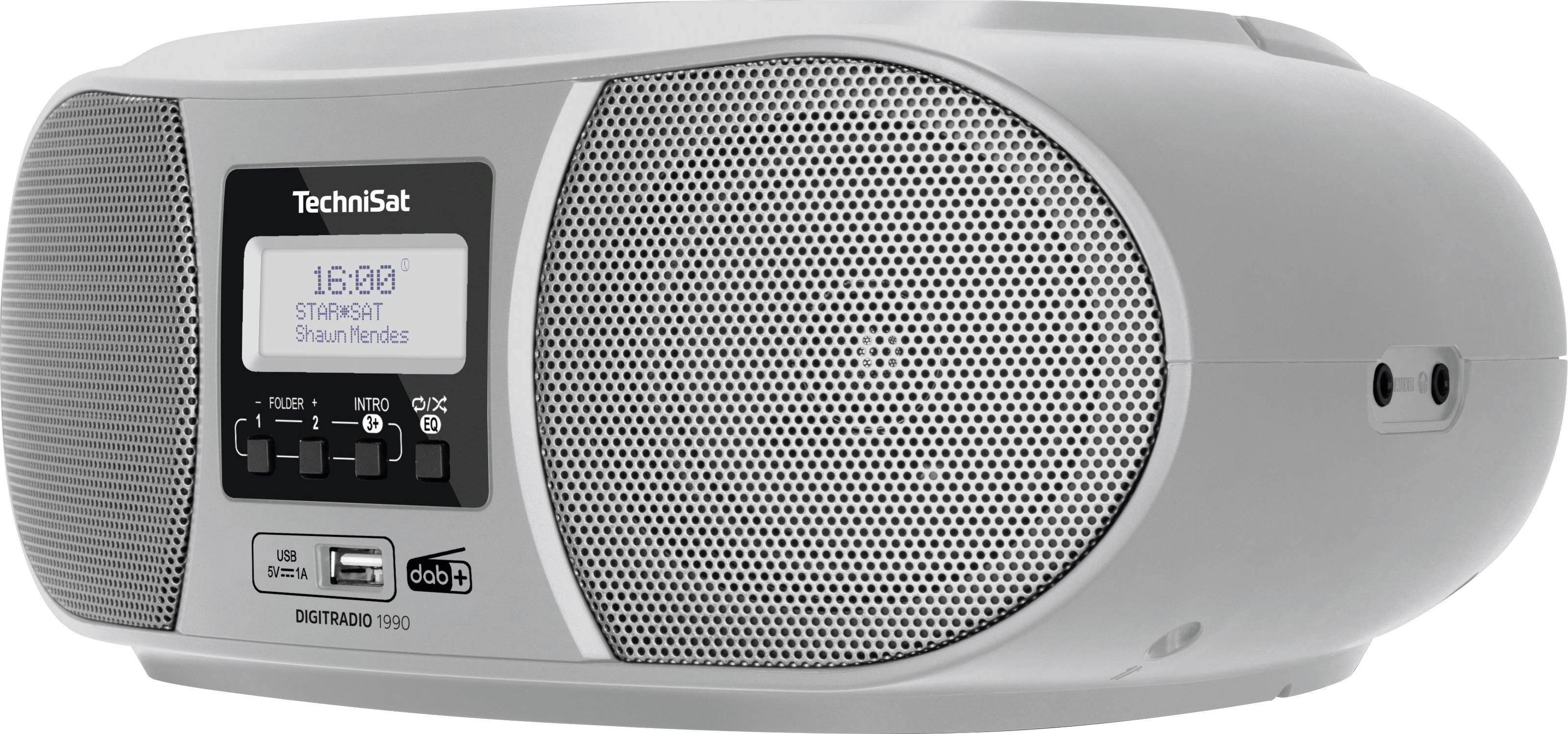 TechniSat DIGITRADIO 1990 CD-Radio DAB+, UKW AUX, Bluetooth®, CD, USB Akku-Ladefunktion, Weckfunktion Silber