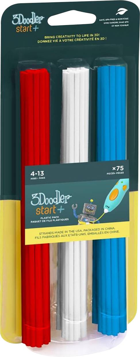 3Doodler 3DS-ECO-MIX1-75 Start Mix 1 Filament PLA Rot, Weiß, Blau 75St.