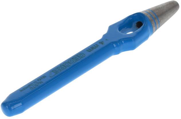 Blauer Gedore Schlagstift, konisch geformt, aus Metall und Kunststoff, verwendet für industrielle Anwendungen.