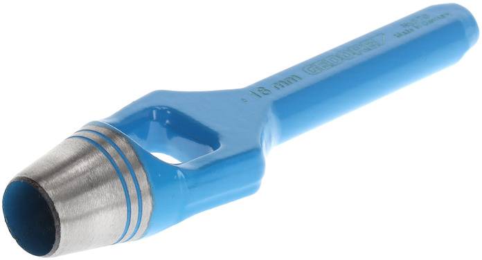 Ein blauer Hohllocher mit Metallspitze, geeignet zum Stanzen von Löchern in Materialien.