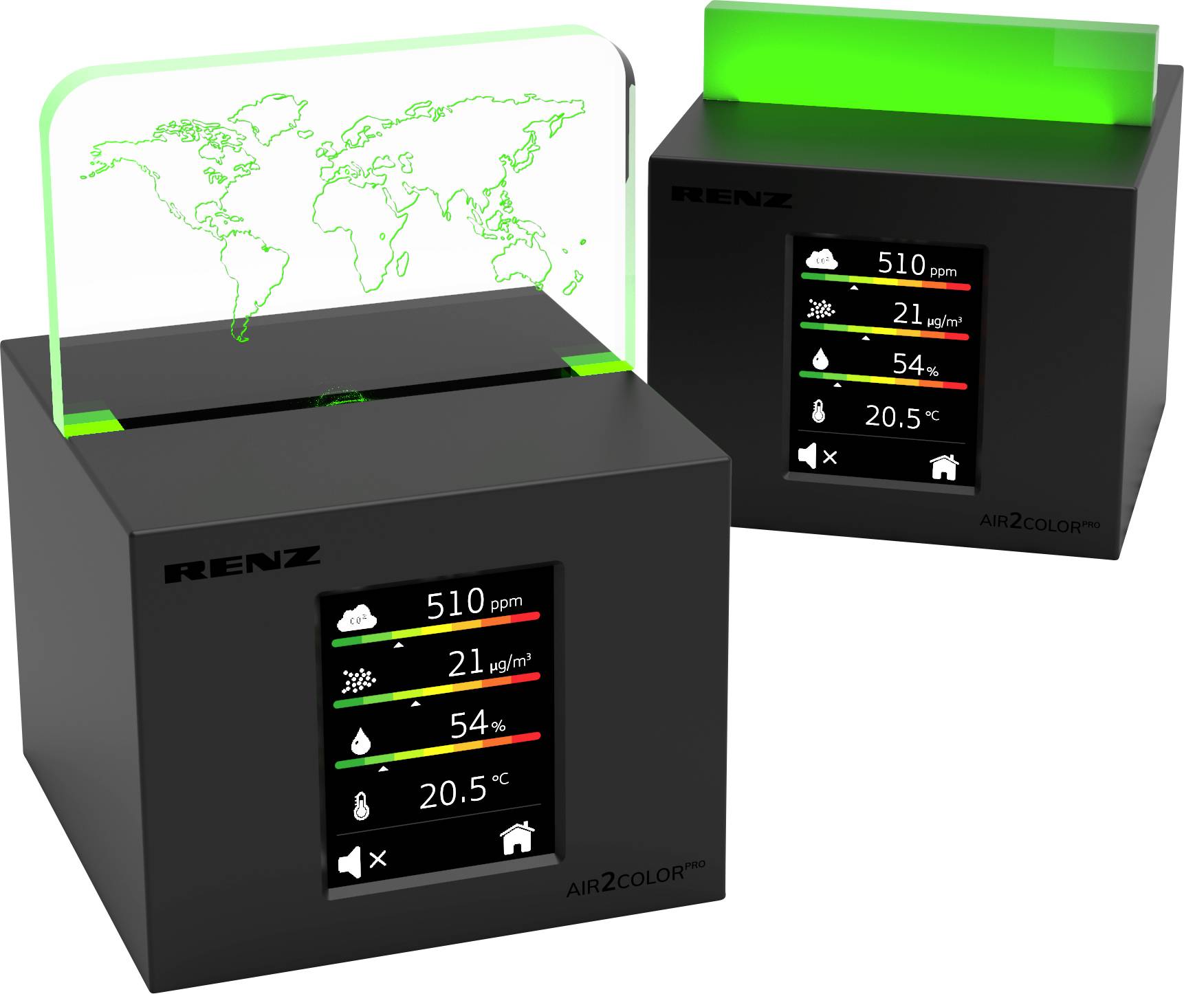 RENZ Air2Color Pro Luftgütesensor netzbetrieben detektiert Kohlendioxid