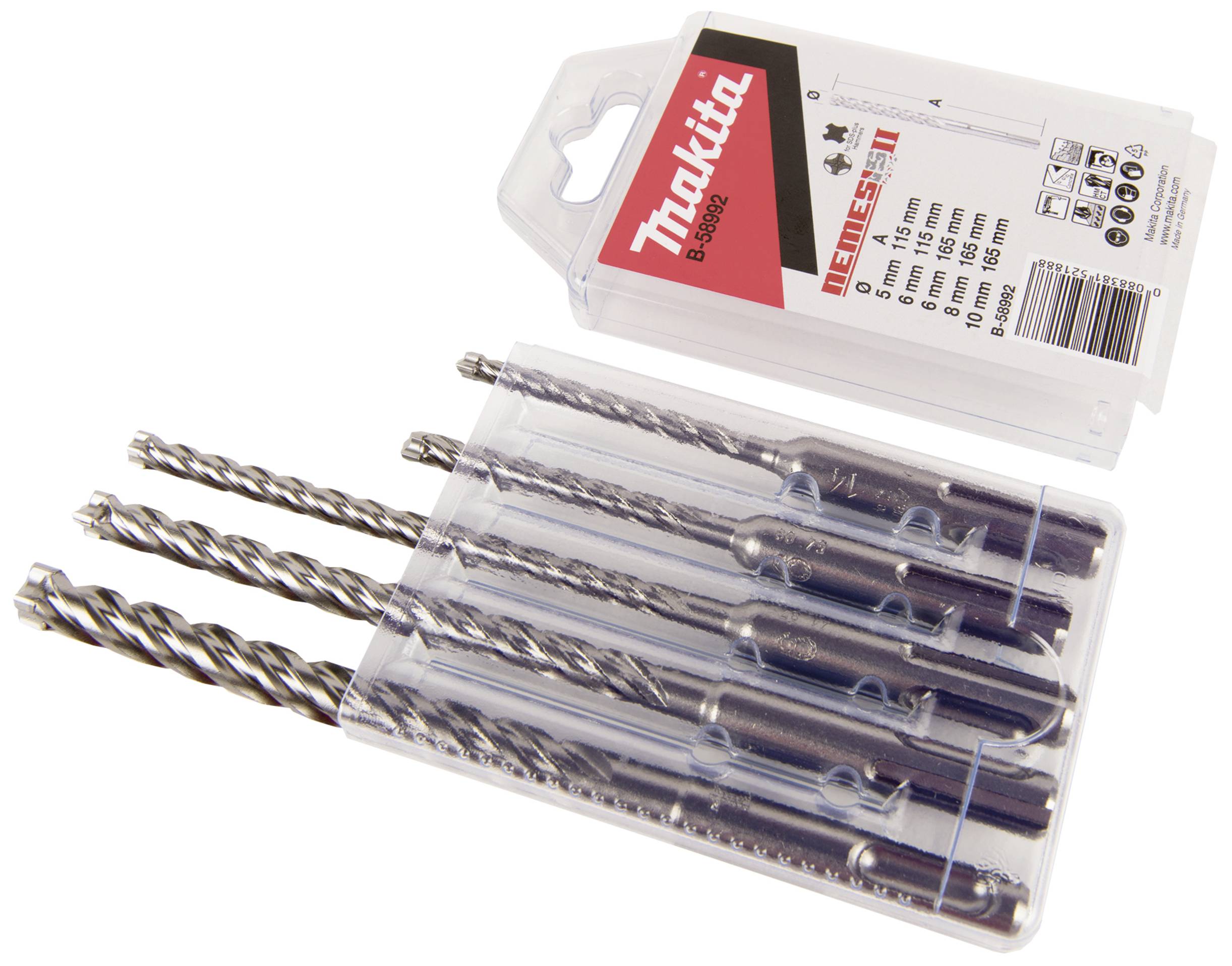 Makita NEMESIS II B-58992 Spiralbohrer-Set 5teilig 5 mm, 6 mm, 8 mm, 10mm SDS-Plus 1 Set
