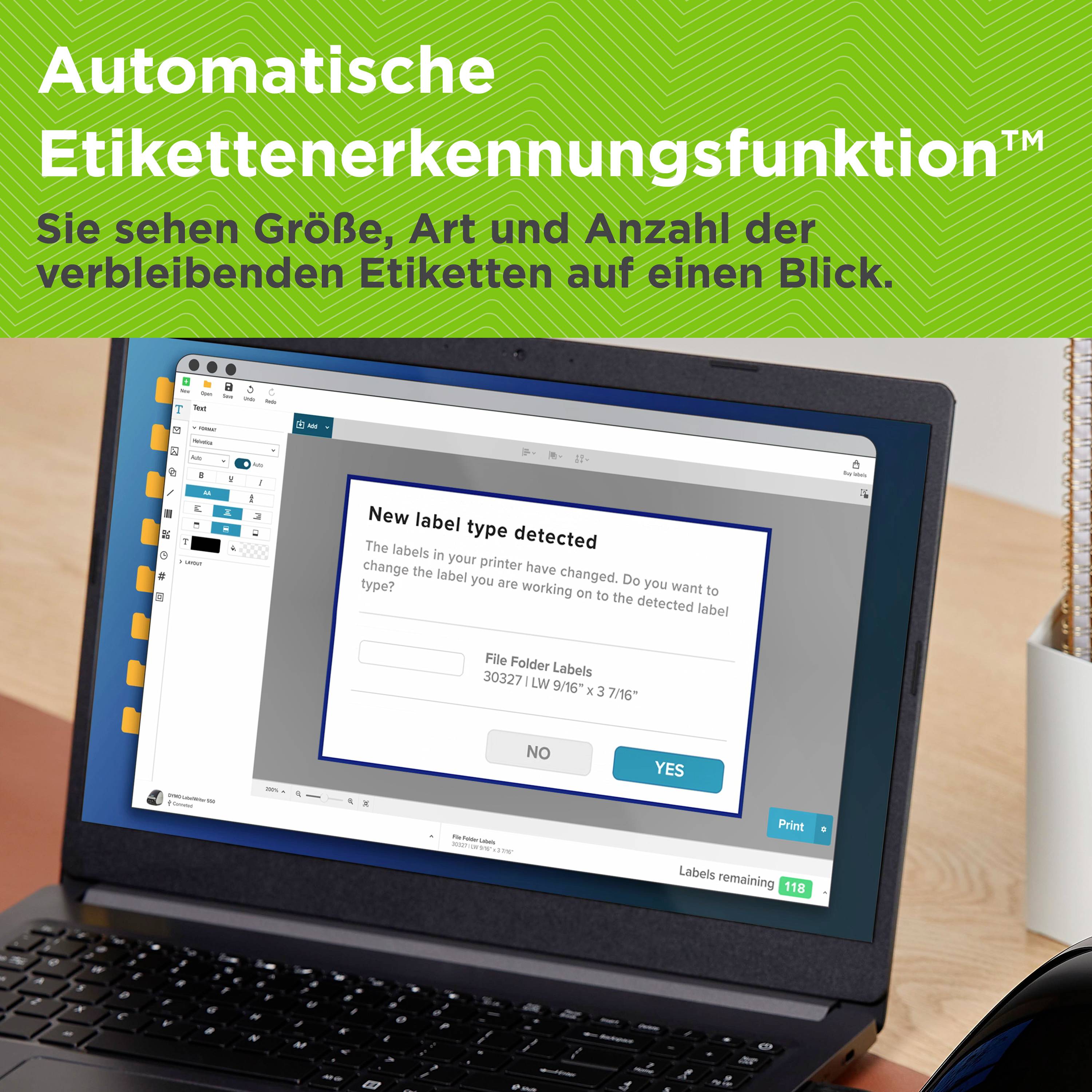 DYMO Labelwriter 550 Turbo Etiketten-Drucker Thermodirekt 300 x 300 dpi Etikettenbreite (max.): 61 mm USB