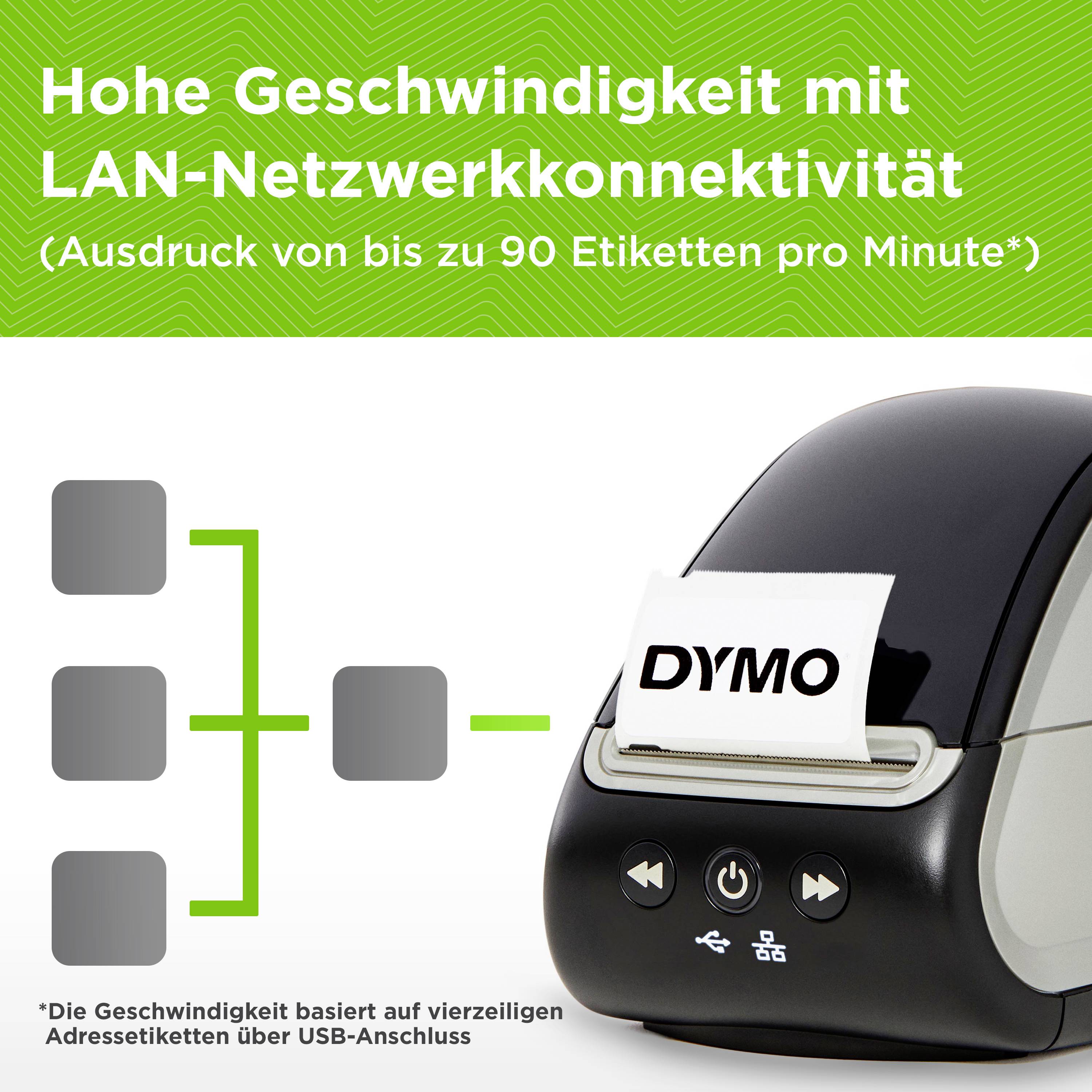 DYMO Labelwriter 550 Turbo Etikettendrucker Thermodirekt 300 x 300 dpi Etikettenbreite (max.): 61mm USB