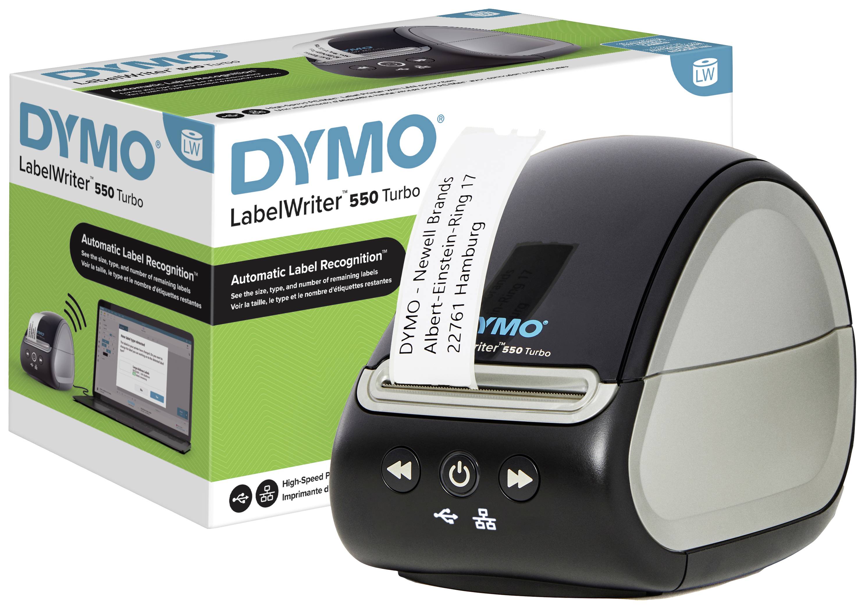 DYMO Labelwriter 550 Turbo Etikettendrucker Thermodirekt 300 x 300 dpi Etikettenbreite (max.): 61 mm USB