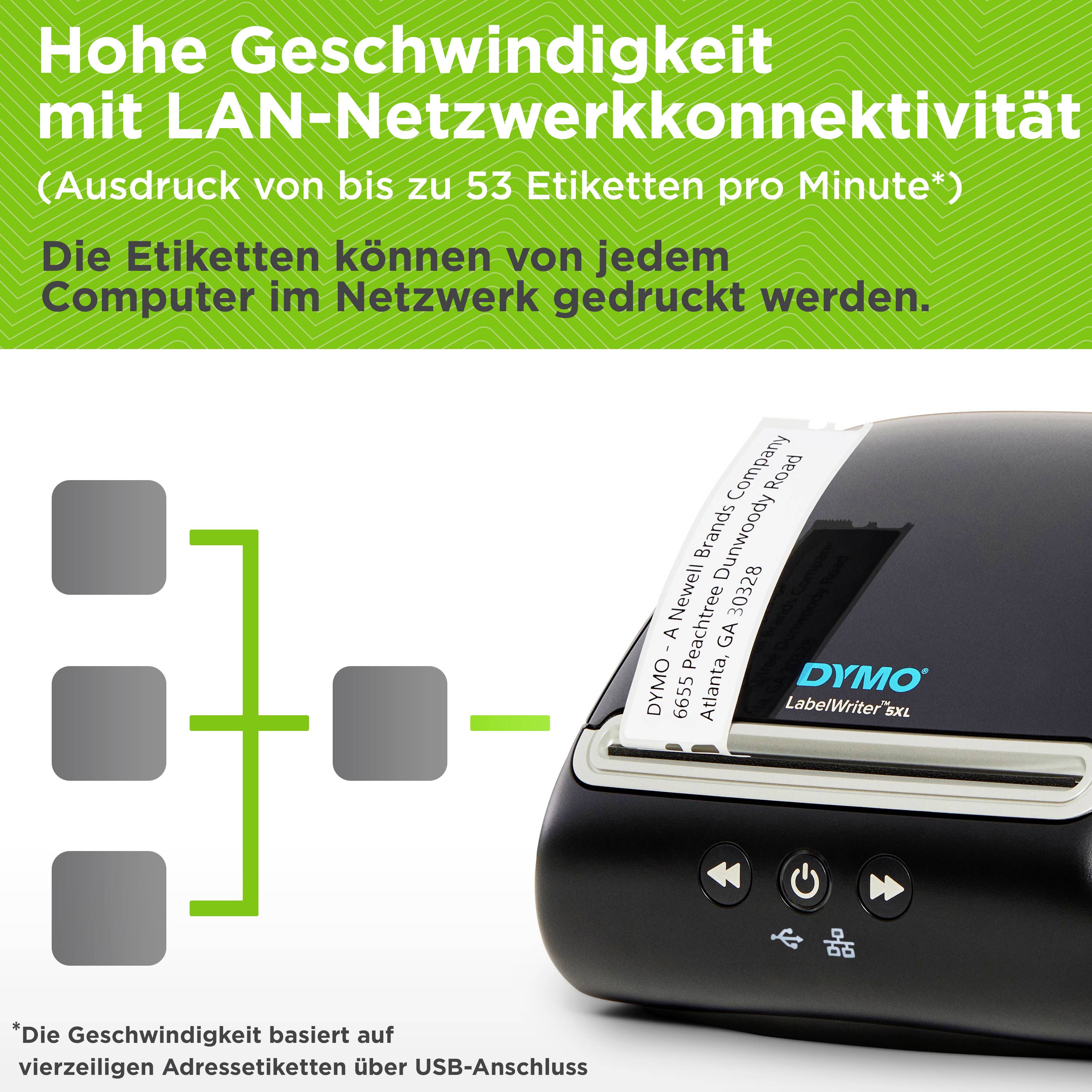 DYMO Labelwriter 5XL Etikettendrucker Thermodirekt 300 x 300 dpi Etikettenbreite (max.): 104 mm USB