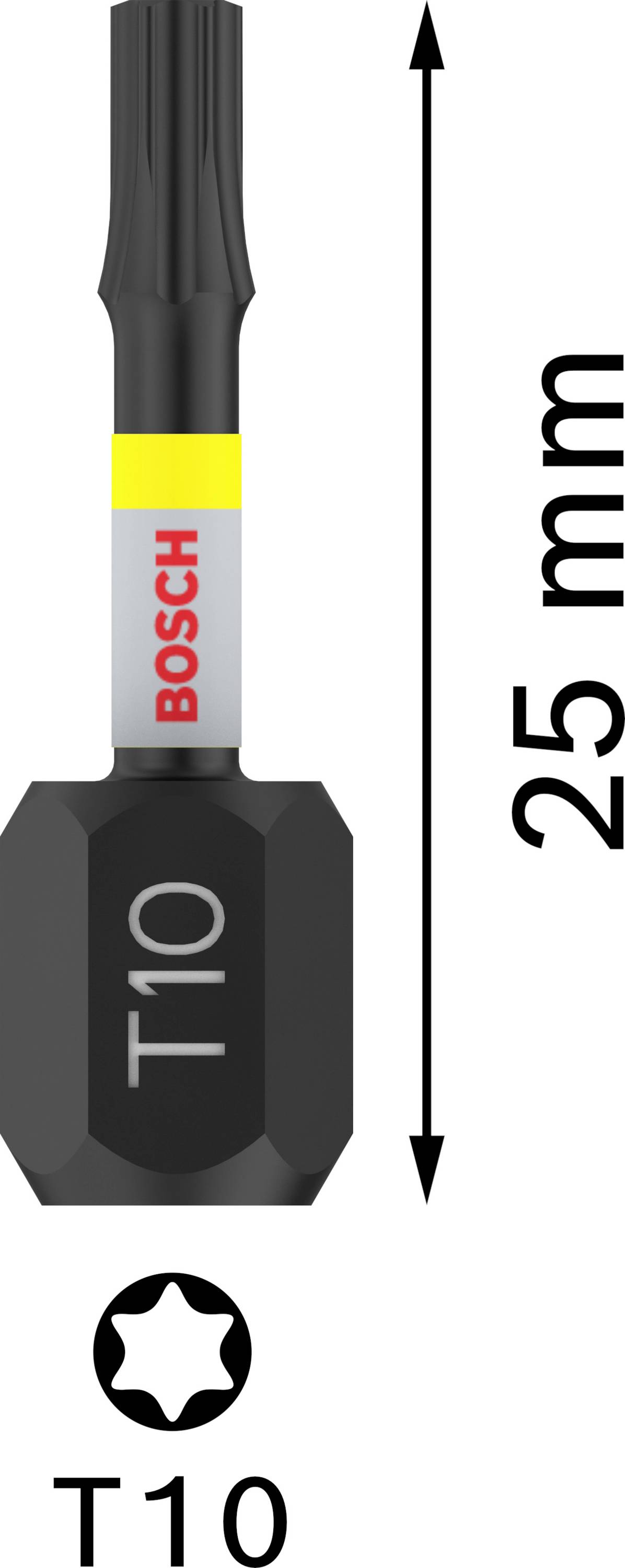 'Bosch T10' Torx-Bit mit 25 mm Länge.