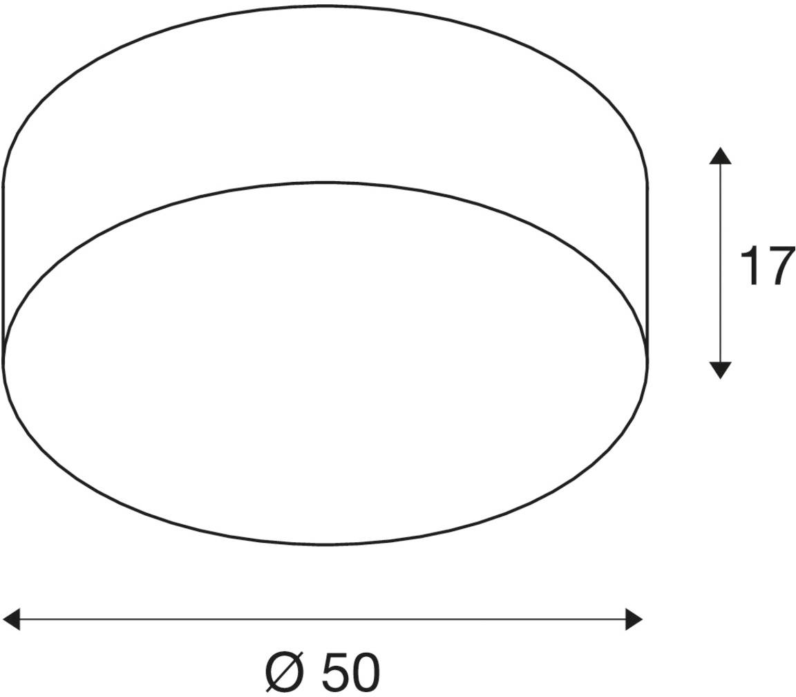 Zylindrische Form, obenansicht mit Durchmesser 50 und Höhe 17 angegeben.
