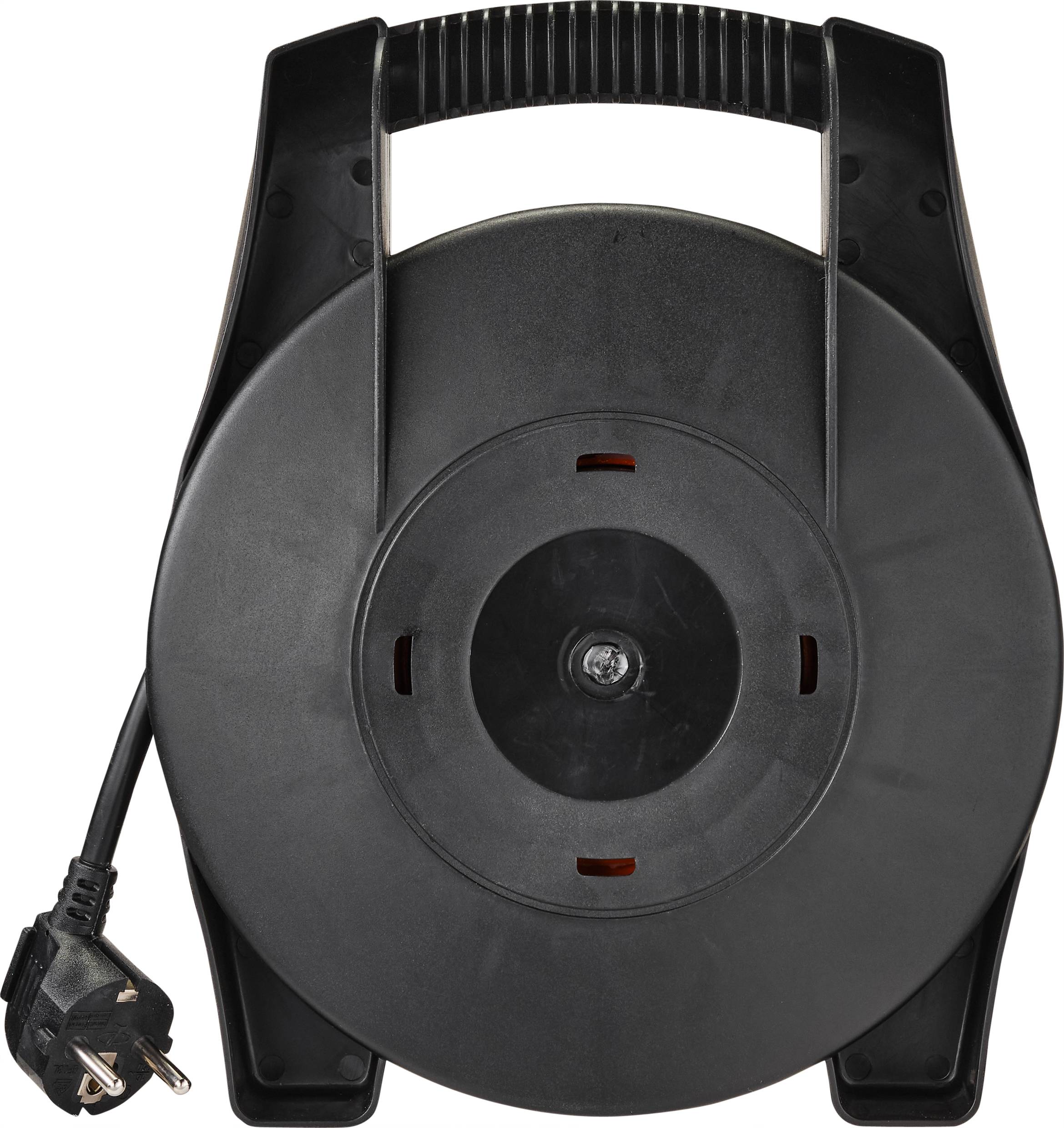 Sygonix SY-4928908 Kabeltrommel 10.00m Schwarz Schutzkontakt-Stecker