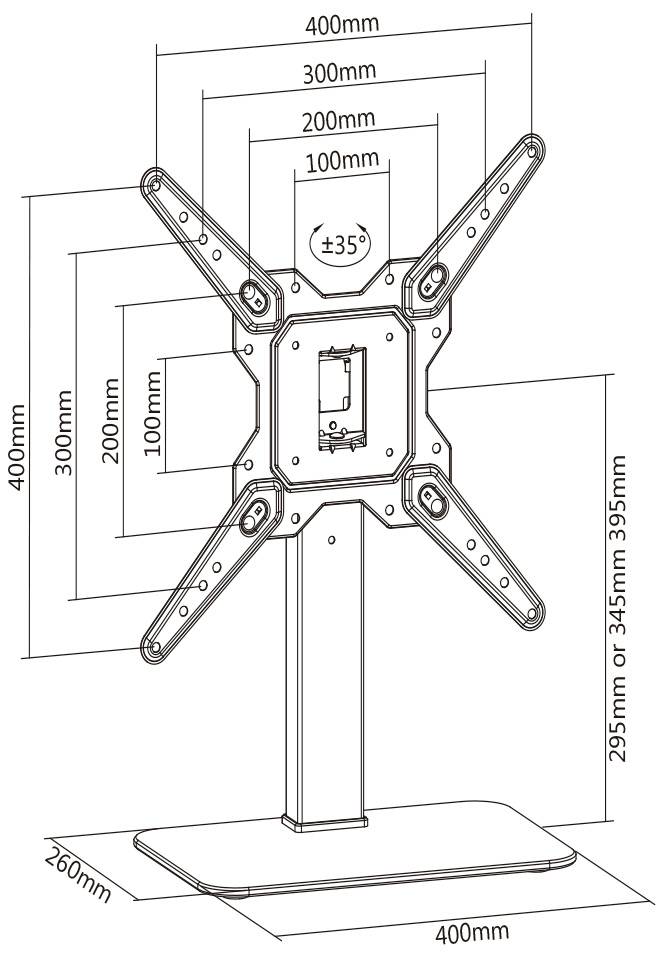 SpeaKa Professional SP-TVS-150 TV-Tischhalterung Höhenverstellbar 58,4cm (23") - 139,7cm (55") Stand, Neigbar+Schwenkbar