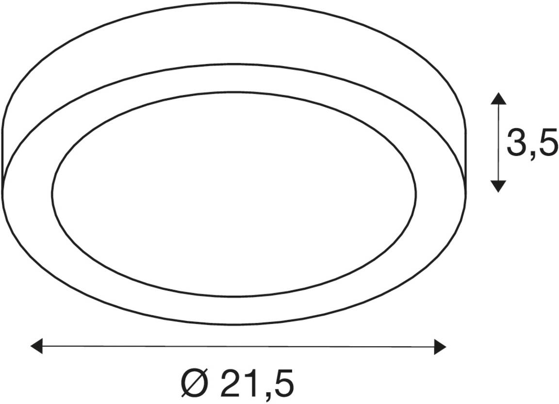 Runde Deckenleuchte, Durchmesser 21,5 cm, Höhe 3,5 cm, mit schlichtem Design. Ideal für Innenräume mit modernem Stil.