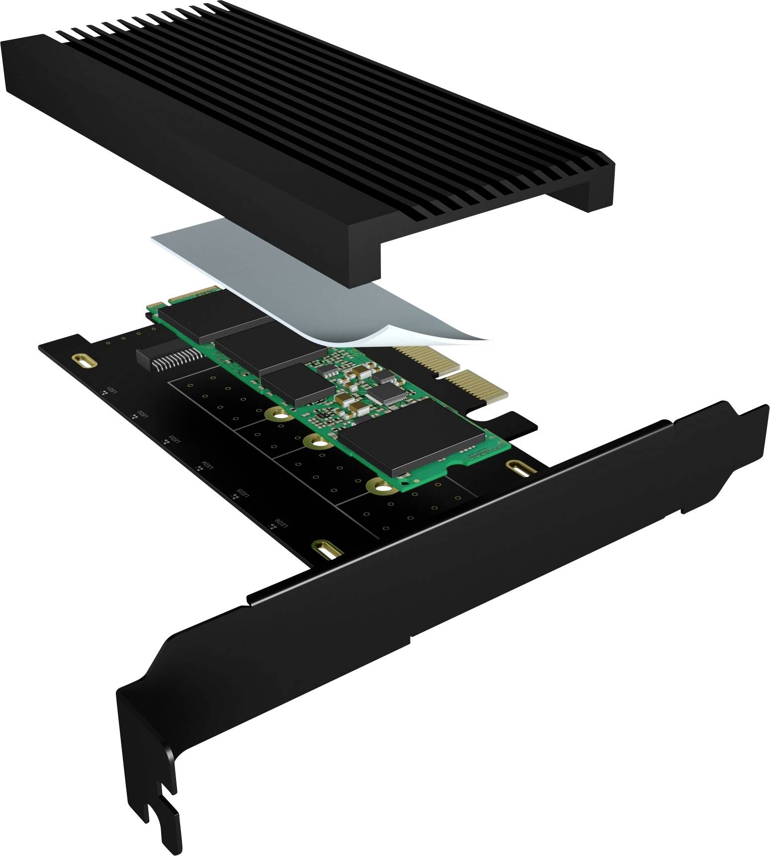 ICY BOX IB-PCI208-HS 1 Port M.2 Controller PCIe x4 inkl. Low-Profile Slotblech, Passive Kühlung