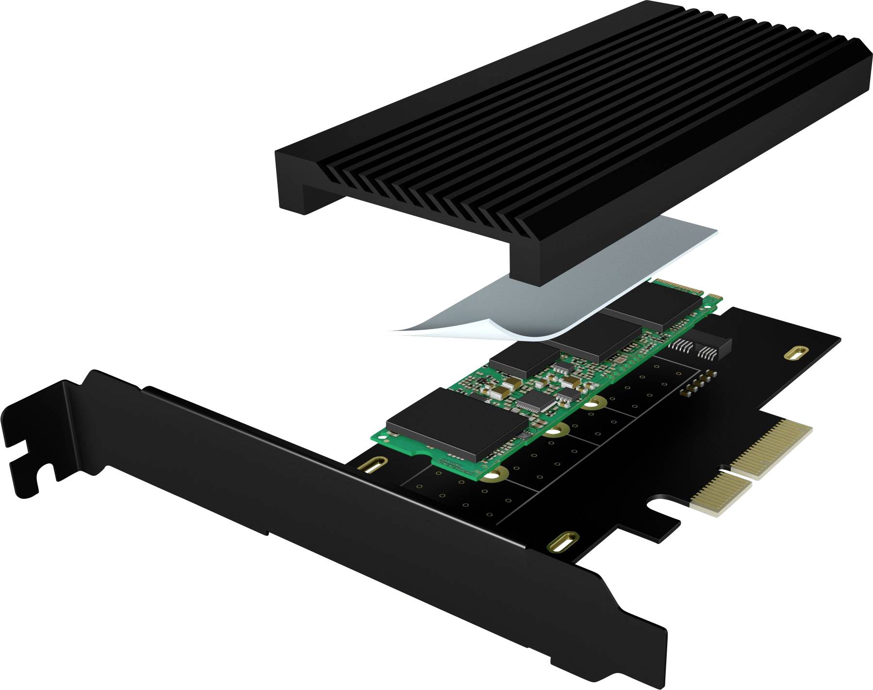 ICY BOX IB-PCI208-HS 1 Port M.2 Controller PCIe x4 Passend für (SSD): M.2 SATA SSD inkl. Low-Profil