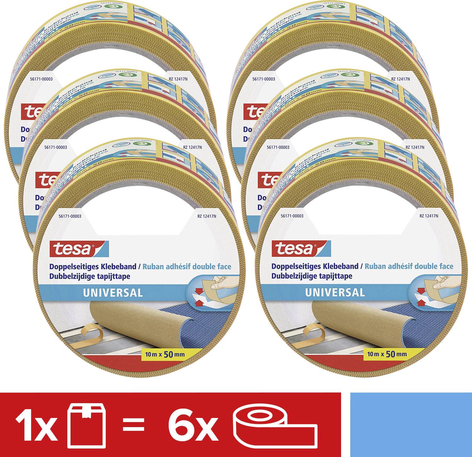 Tesa UNIVERSAL 56171 Doppelseitiges Klebeband (L x B) 10m x 50mm 6St.