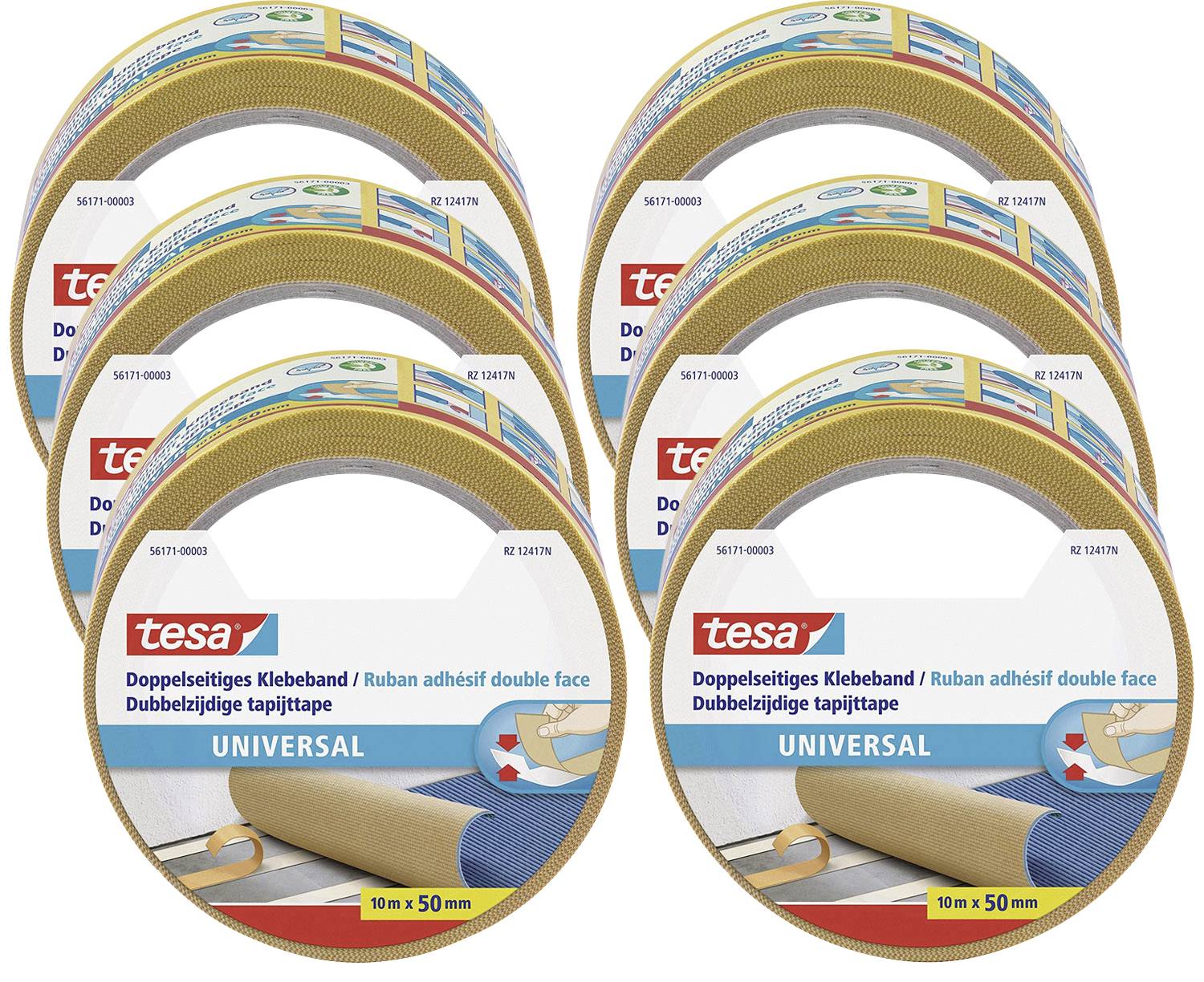 Tesa UNIVERSAL 56171 Doppelseitiges Klebeband (L x B) 10m x 50mm 6St.