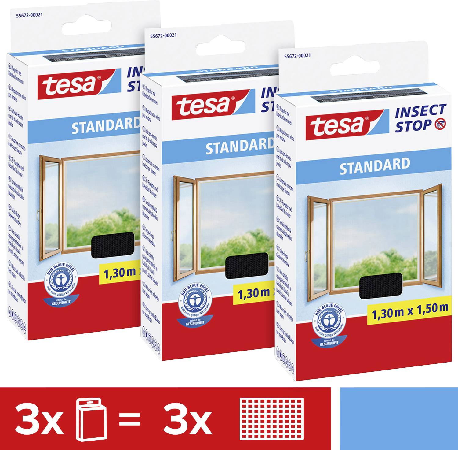 Tesa STANDARD 55672-00500-03 Fliegengitter (B x H) 1300mm x 1500mm Anthrazit 3St.